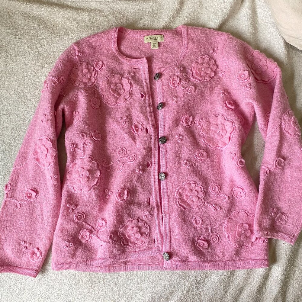 Pink floral wooly jumper